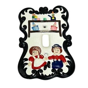 Vintage holland mold  Light Switch Cover with Dolls Design ceramic 1950s